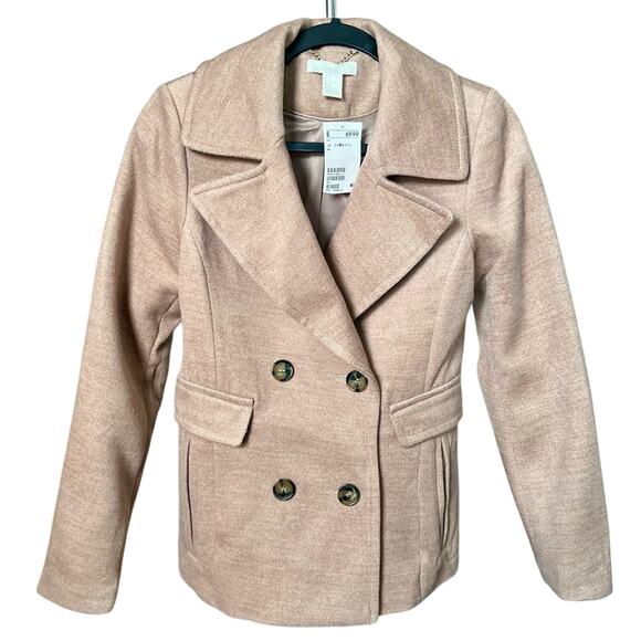 NWT H&M Women's Beige Pea Coat - Picture 2 of 6